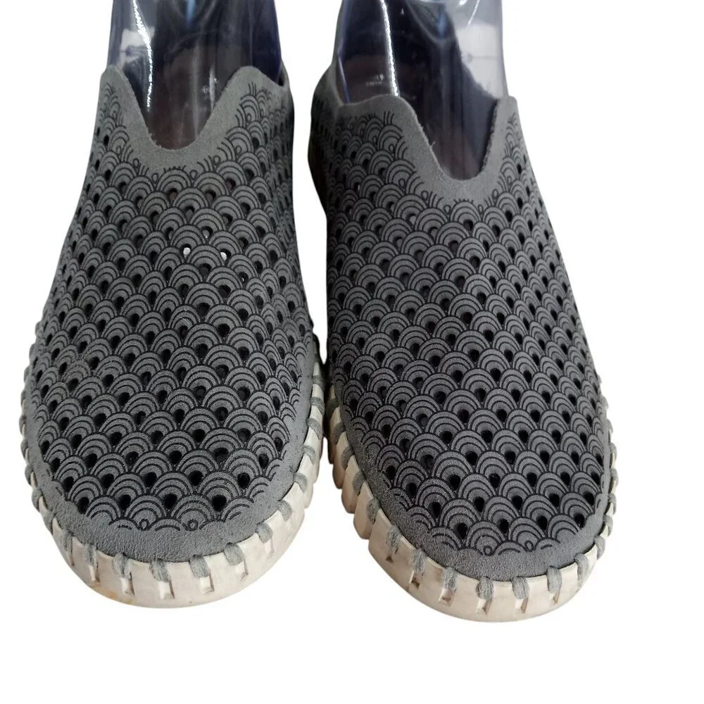 Ilse Jacobsen Tulip Slip On Gray Perforated Comfort Shoes Size 40 US 9.5-10